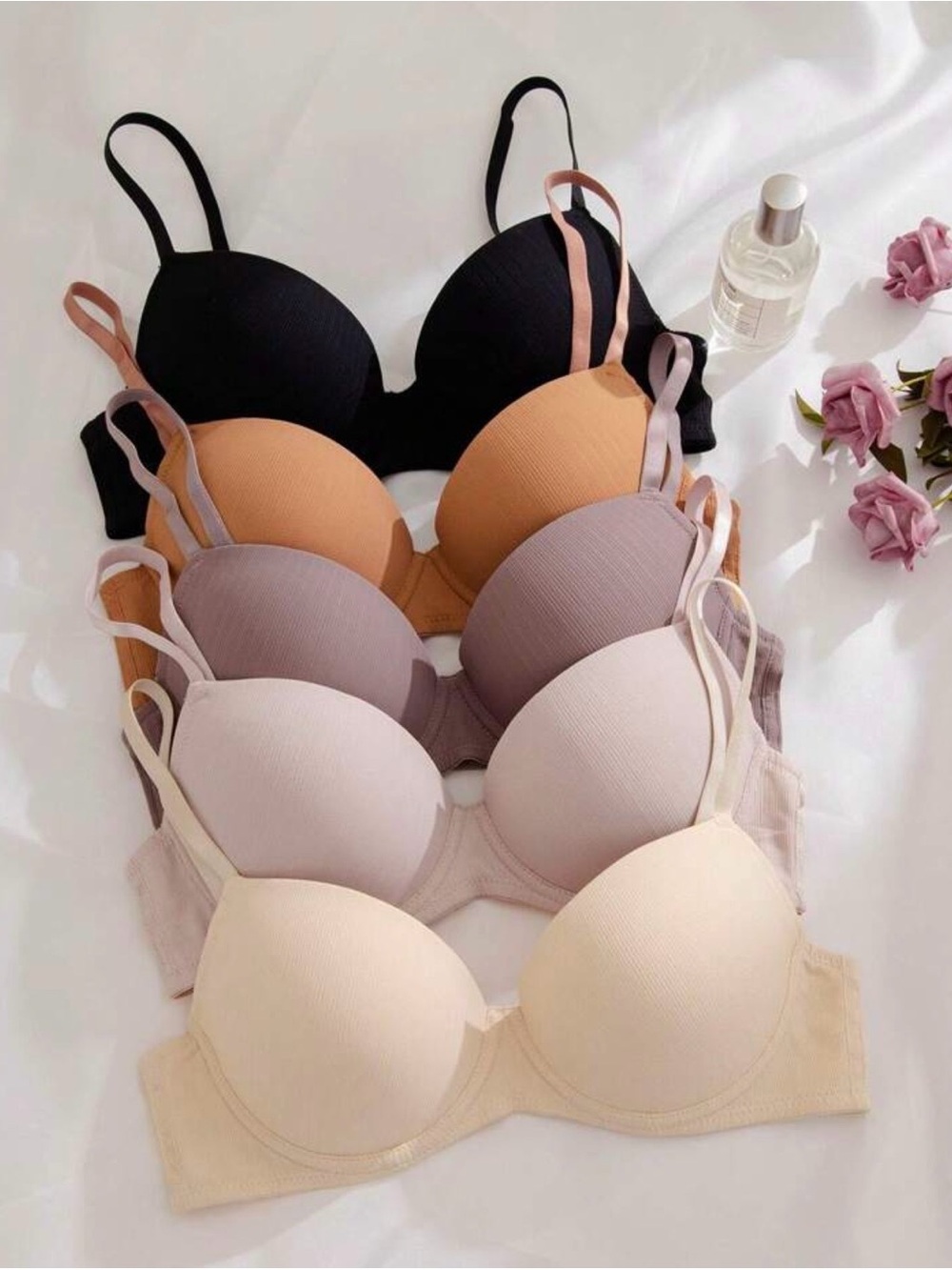 Everyday Smooth T-Shirt Bra - Black, Tan, Mauve, Blush, Cream size 36B